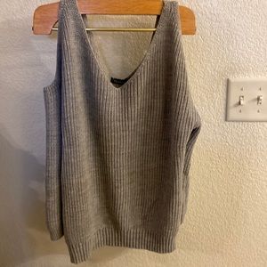 Knit grey sweater cold shoulders never worn
